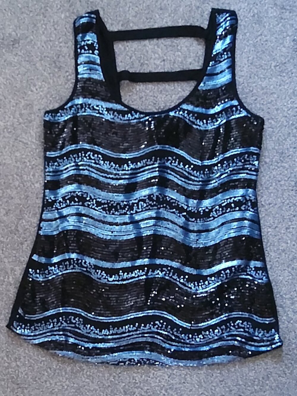 BLUE BLACK SEQUIN TANK TOP